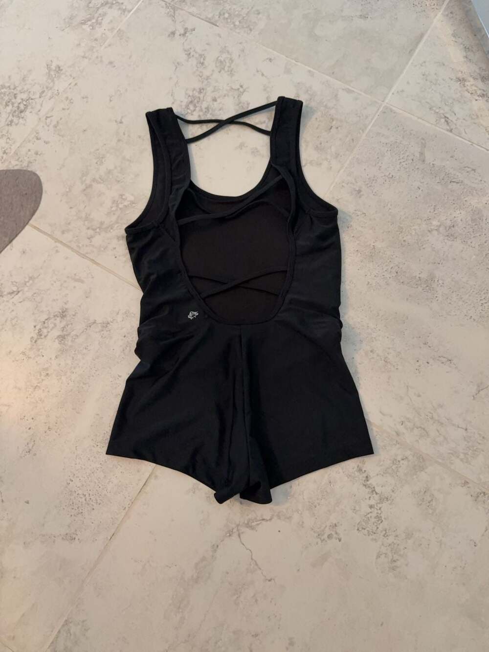 Jala Clothing Black Strappy Back Yoga Romper Size M/L